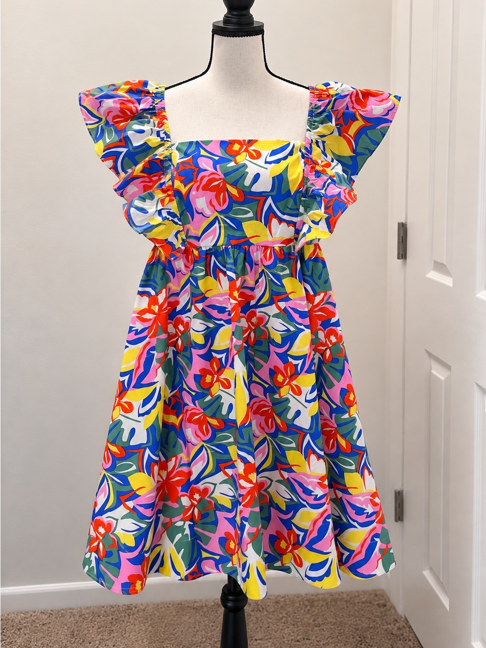 Free Assembly Women’s Floral Ruffle Mini Dress – Size M (8–10)